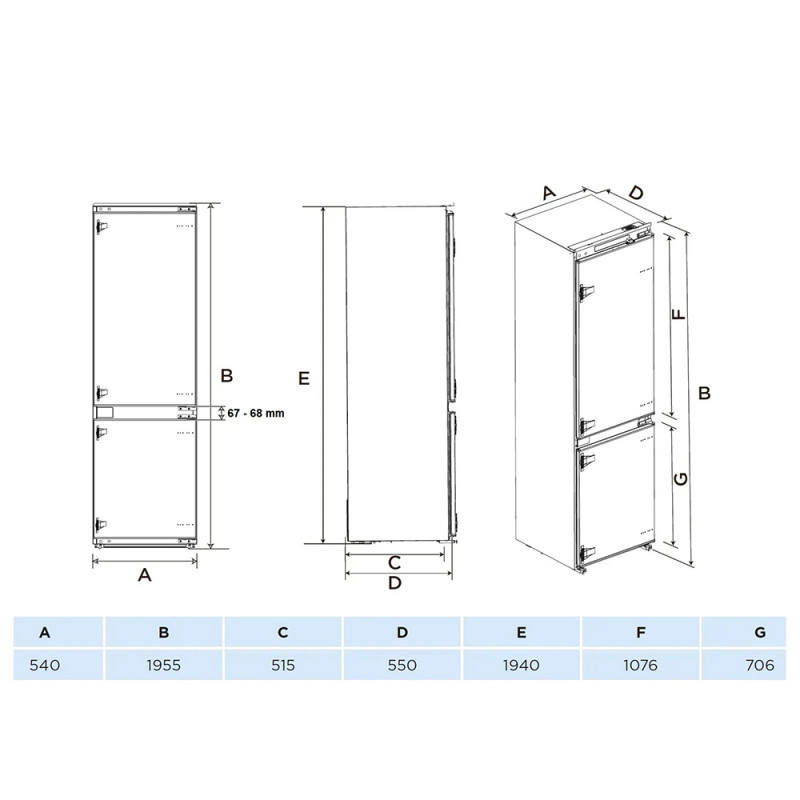 Вбудований холодильник Fabiano FBFN 3101