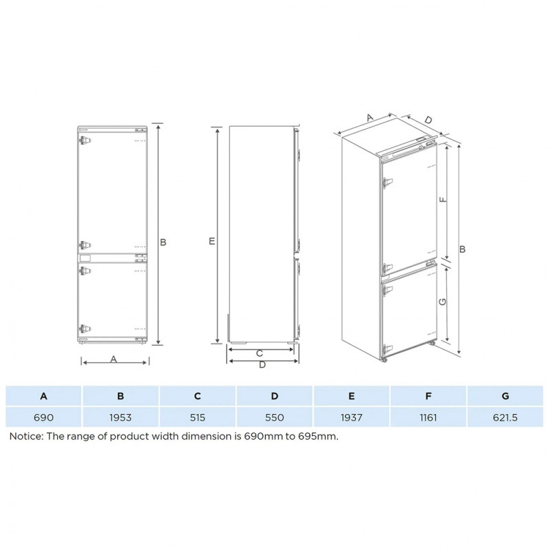 Вбудований холодильник Fabiano FBFN 4101