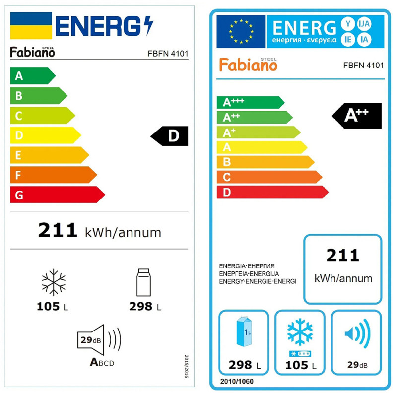 Вбудований холодильник Fabiano FBFN 4101