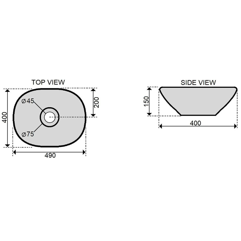 Умивальник Fabiano Laveo T490x400x150