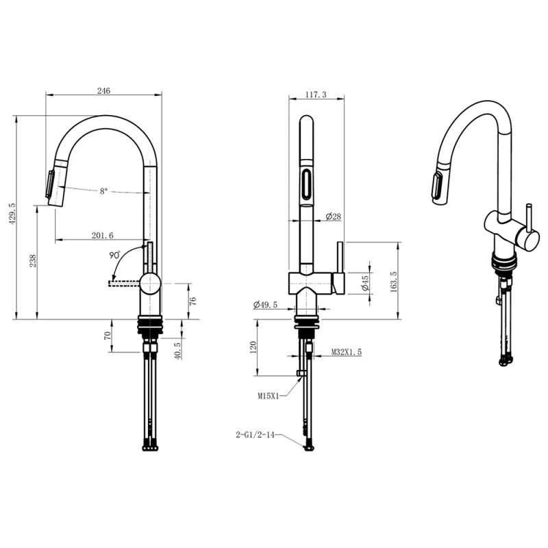 Кухонний змішувач Fabiano FKM 3127 Black Steel