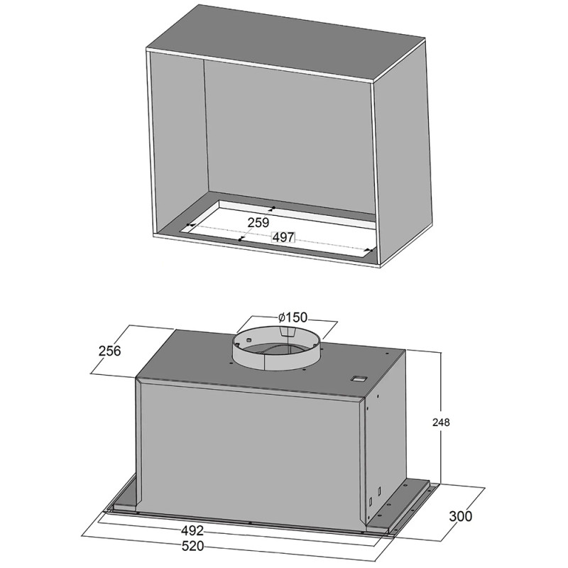 Повновбудована витяжка Fabiano Rino 60 Black glass