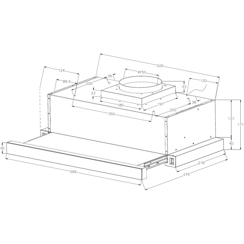 Телескопічна витяжка Fabiano Neoslim 60 Black Glass