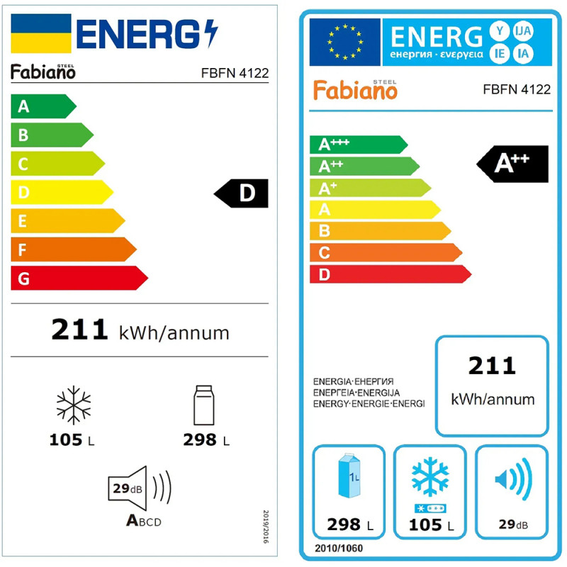 Вбудований холодильник Fabiano FBFN 4122