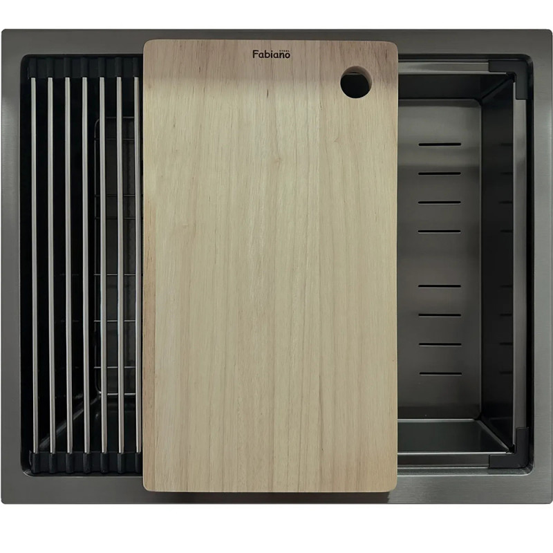 Нержавіюча кухонна мийка Fabiano Quadro Center 54 Celldecor Nano Graphite