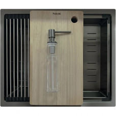 Нержавіюча кухонна мийка Fabiano Quadro Center 54 Celldecor Nano Graphite