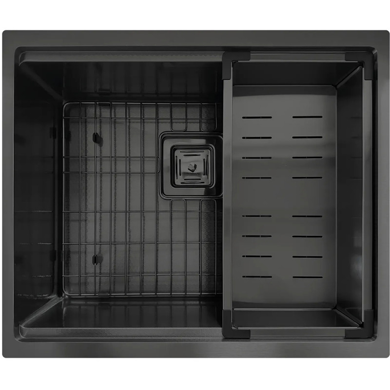 Нержавіюча кухонна мийка Fabiano Quadro Center 54 Celldecor Nano Graphite