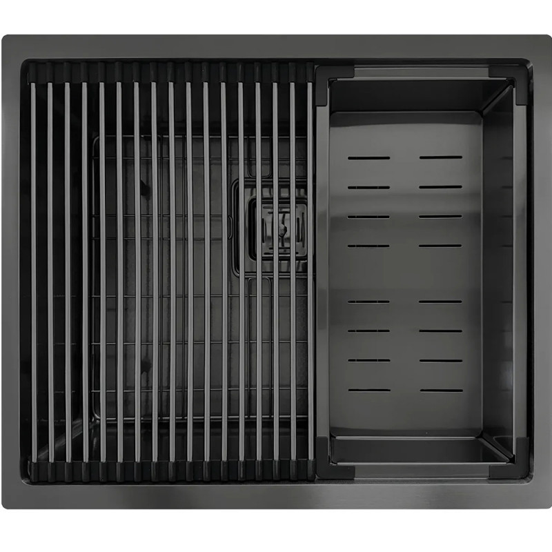 Нержавіюча кухонна мийка Fabiano Quadro Center 54 Celldecor Nano Graphite