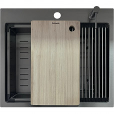 Нержавіюча кухонна мийка Fabiano TOP Center 57 Celldecor Nano Graphite