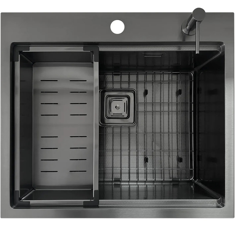 Нержавіюча кухонна мийка Fabiano TOP Center 57 Celldecor Nano Graphite