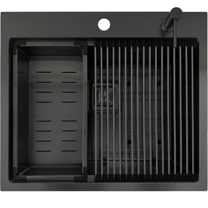 Нержавіюча кухонна мийка Fabiano TOP Center 57 Celldecor Nano Graphite