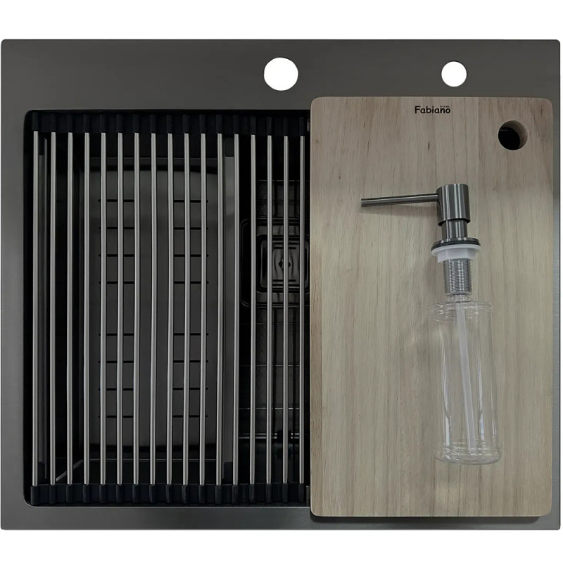 Нержавіюча кухонна мийка Fabiano TOP Center 57 Celldecor Nano Graphite