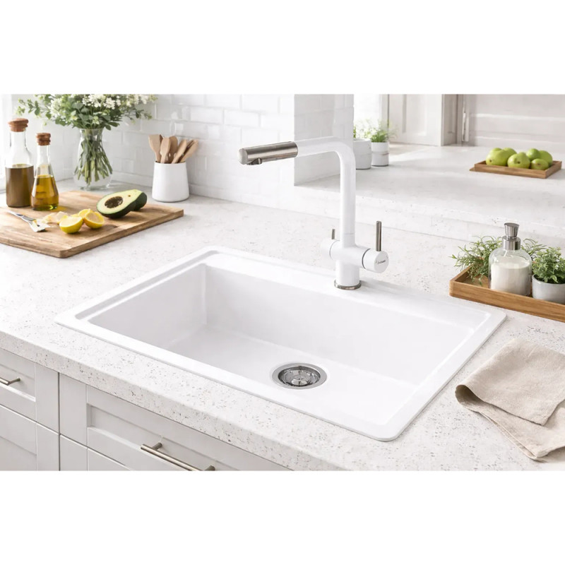 Гранітна мийка Fabiano Quadro 61x51 Alpine White