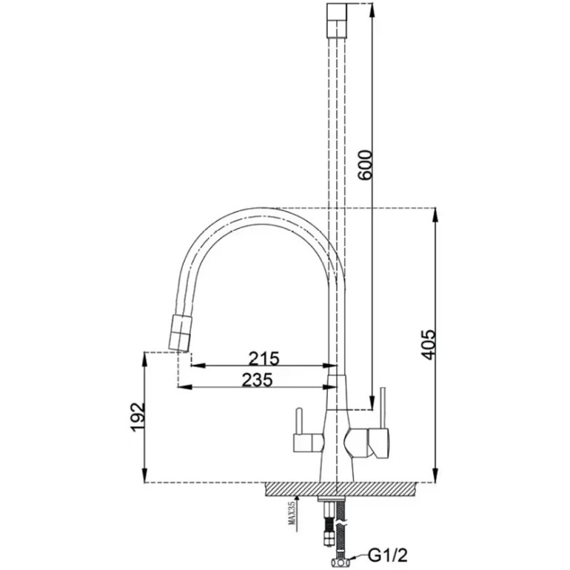 Кухонний змішувач Fabiano FKM 3126 SS Flex Inox
