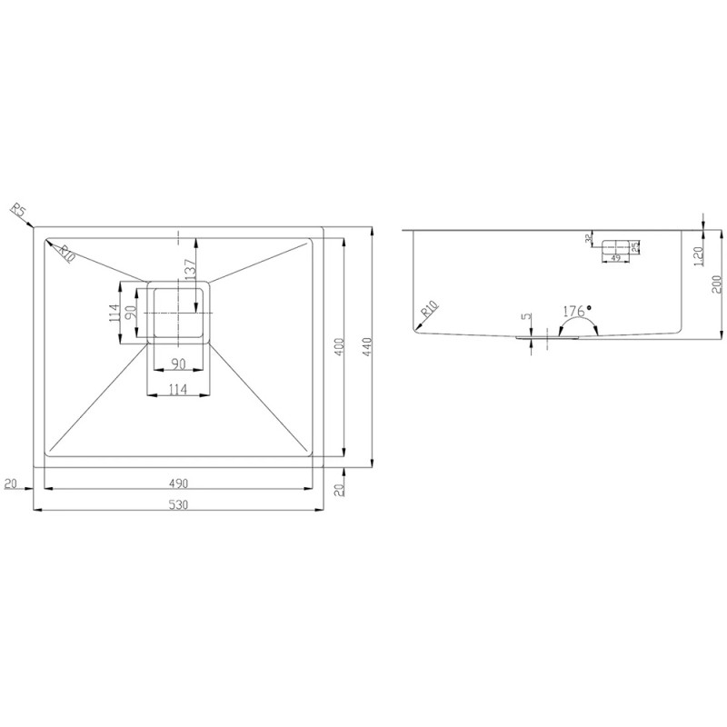 Нержавіюча кухонна мийка Fabiano Quadro 53 Celldecor Nano Graphite